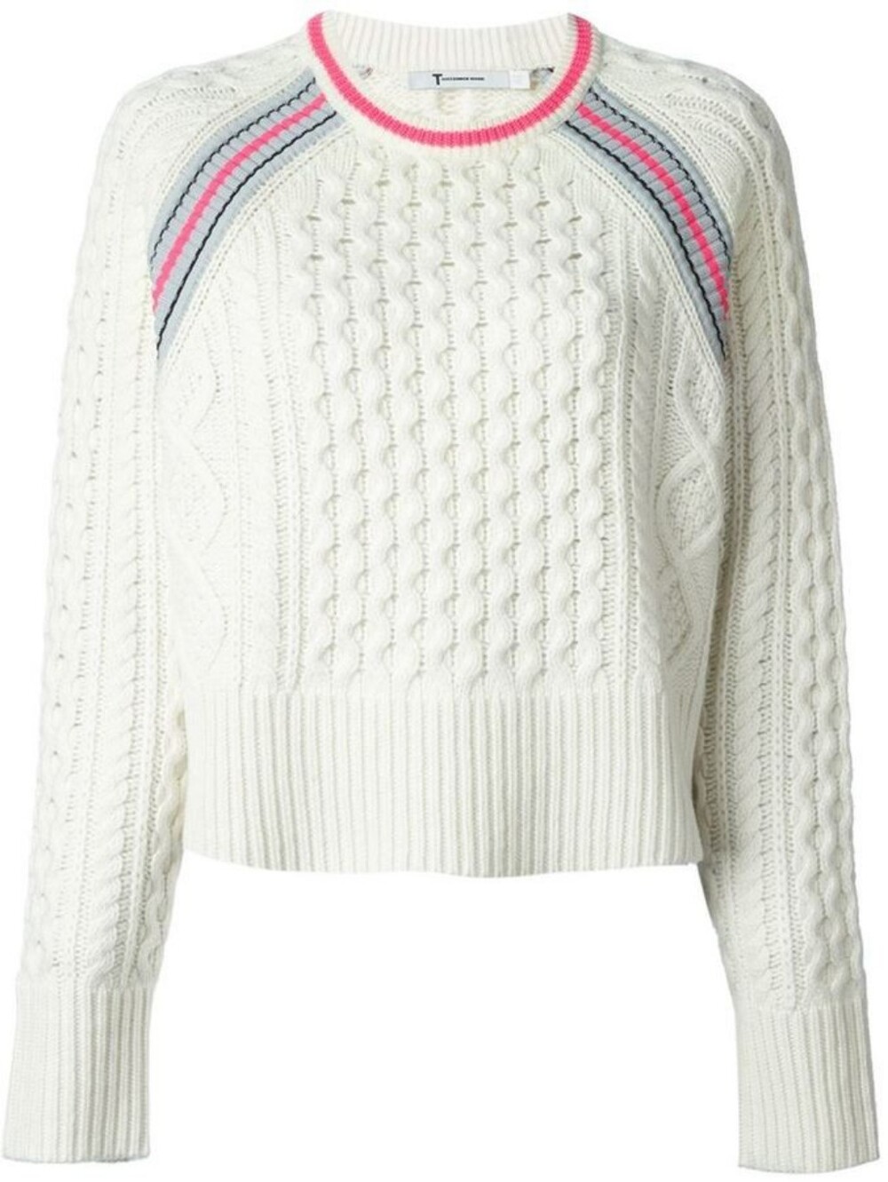 T By Alexander Wang Cropped Cable Knit Sporty Sweater